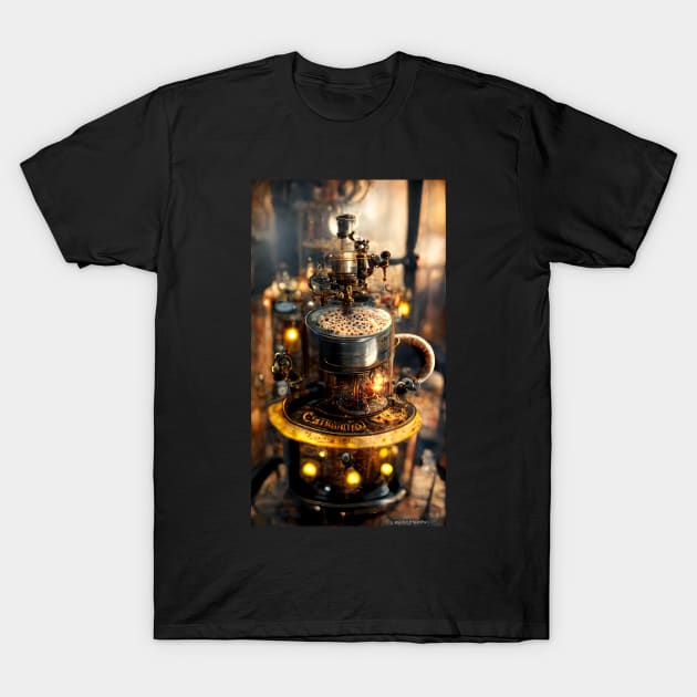 Extra large coffee lover steampunk machine T-Shirt by ai1art